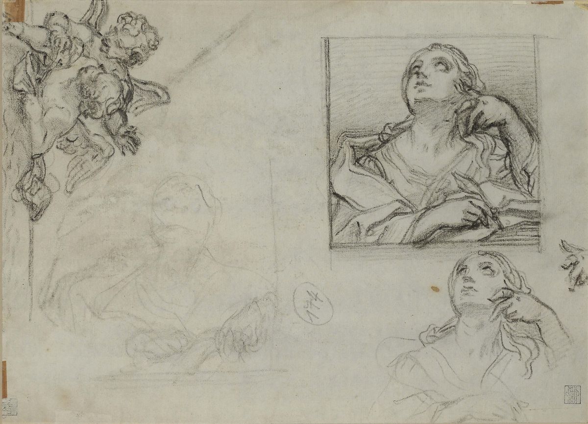 Paolo Gerolamo Piola (genova 1666 - 1724)recto: Salomè con la Testa del Battista Verso: Studio pe...