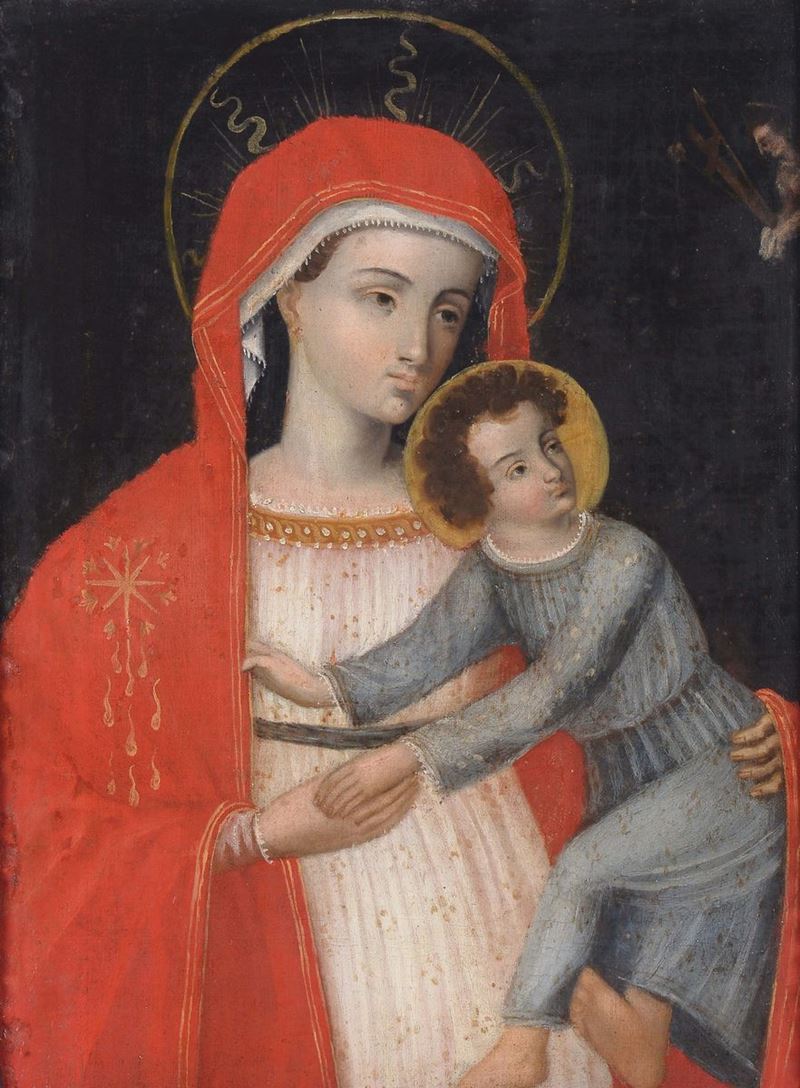Scuola devozionale della fine del XVIII secolo Madonna con Bambino  - Auction Furnishings and Works of Art from Important Private Collections - Cambi Casa d'Aste