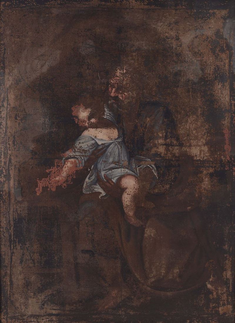 Scuola del XVII secolo Sant'Antonio con Bambino  - Asta Arredi e Oggetti d'Arte da Importanti Collezioni Private - Cambi Casa d'Aste