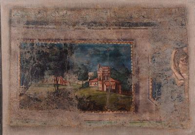 Strappo di Affresco Raffigurante Paesaggio, XVIII Secolo