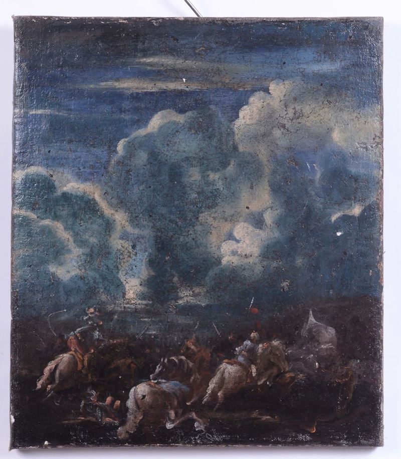 Scuola del XVIII secolo Battaglia di cavalleria  - Auction Furnishings and Works of Art from Important Private Collections - Cambi Casa d'Aste
