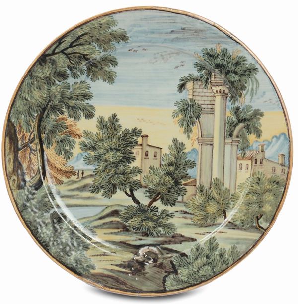 Piatto in maiolica, Castelli XVIII secolo