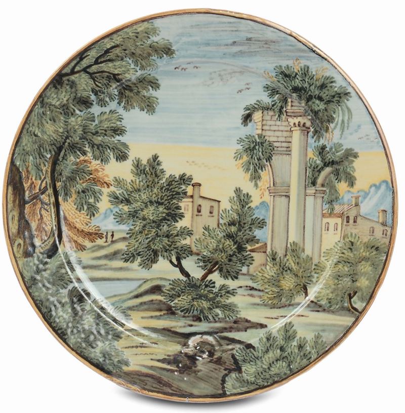 Piatto in maiolica, Castelli XVIII secolo  - Asta Arredi e Oggetti d'Arte da Importanti Collezioni Private - Cambi Casa d'Aste