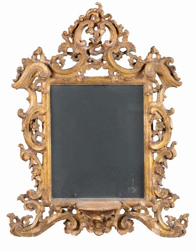Specchiera in Legno Intagliato e Dorato, XVIII Secolo