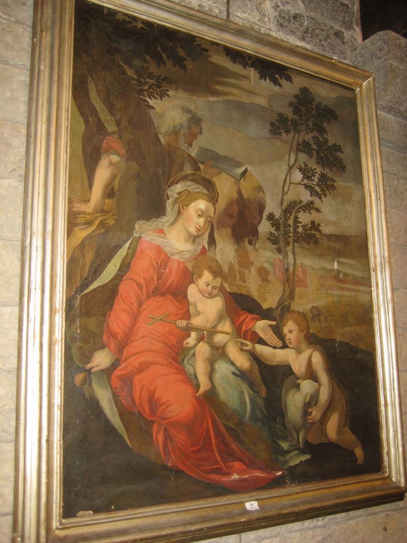 Scuola del XVIII secolo Madonna con Bambino e San Giovannino  - Asta Arredi e Oggetti d'Arte da Importanti Collezioni Private - Cambi Casa d'Aste