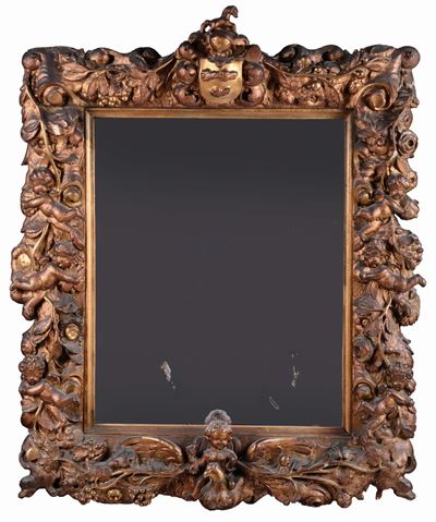 Specchiera in Legno Intagliato e Dorato, XIX Secolo