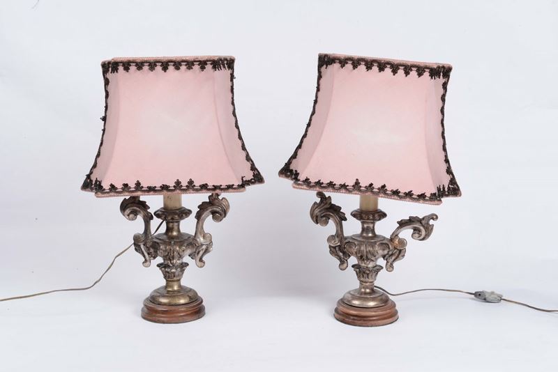 Coppia di vasetti in legno intagliato e argentato, XIX secolo  - Auction Time Auction 9-2013 - Cambi Casa d'Aste