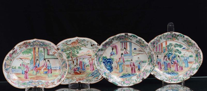 Quattro piatti Canton, Cina XIX secolo  - Asta Fine Chinese Works of Art - Cambi Casa d'Aste
