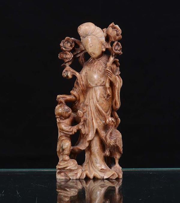 A soapstone statuette, China, 20th century