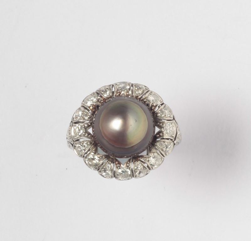 A cultured pearl and diamond ring  - Auction Silver, Ancient and Contemporary Jewels - Cambi Casa d'Aste