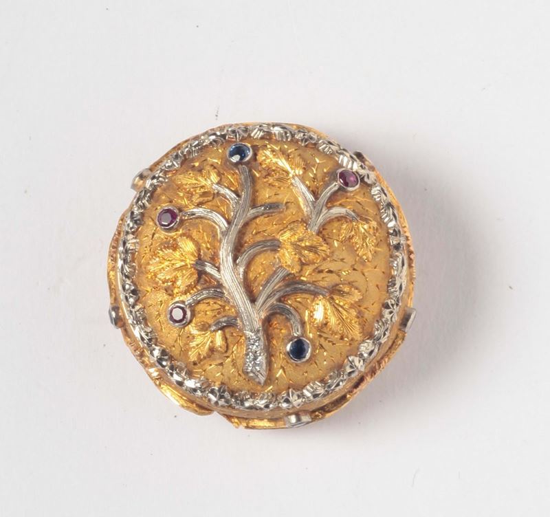Scatolina porta pastiglie con diamanti, zaffiri e rubini  - Asta Argenti e Gioielli Antichi e Contemporanei - Cambi Casa d'Aste