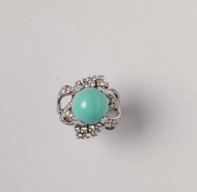 Serafini, Anello con Paste di Turchese (materiale Agglomerato) e Diamanti