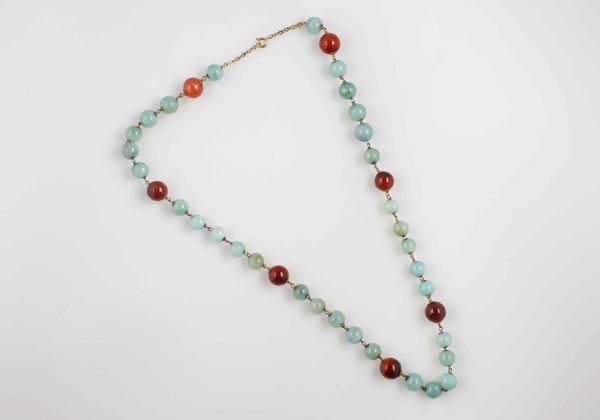 Chalcedony and gold necklace
