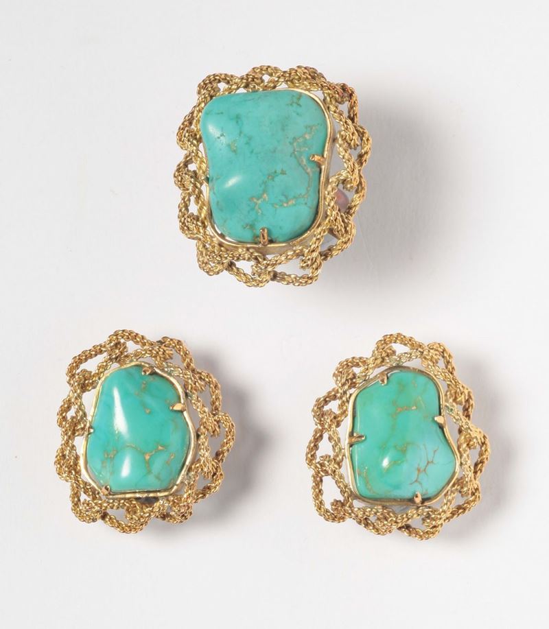 A turquoise and gold parure  - Auction Silver, Ancient and Contemporary Jewels - Cambi Casa d'Aste