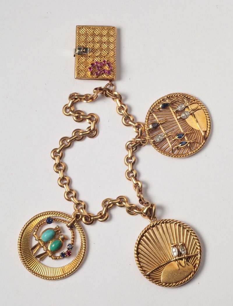 A gold and hem-set bracelet. Signed Van Cleef & Arpels  - Auction Silver, Ancient and Contemporary Jewels - Cambi Casa d'Aste