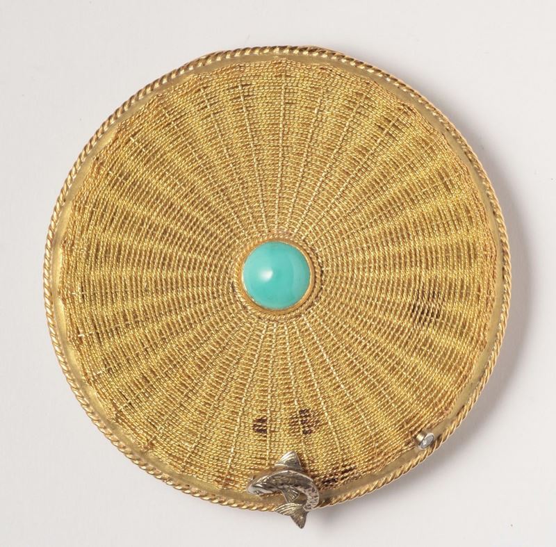A gold, turquoise and diamond vanity case  - Auction Silver, Watches, Antique and Contemporary Jewelry - Cambi Casa d'Aste