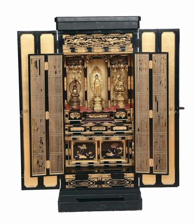 Butsudan in Legno Policromo Dorato, Giappone XIX-XX Secolo