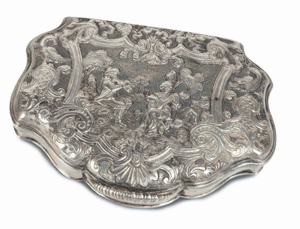 Tabacchiera in argento sbalzato e cesellato, Messina 1771