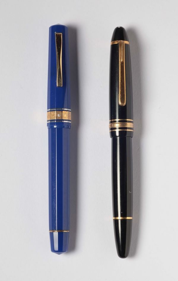 A lot of two foutain pens. By Mont Blanc and Omas