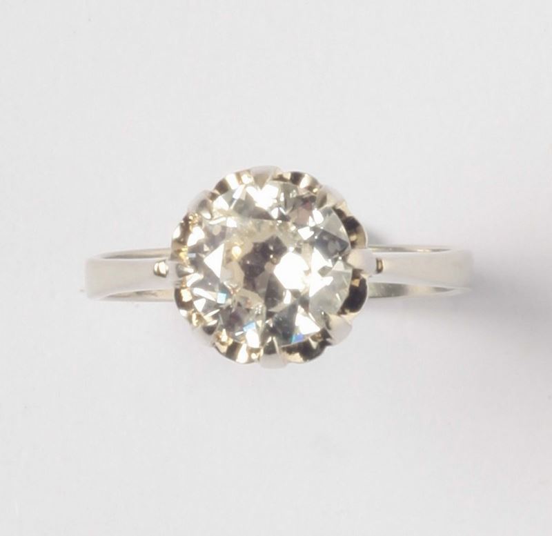 Anello con diamante di ct 1,70 circa  - Asta Argenti e Gioielli Antichi e Contemporanei - Cambi Casa d'Aste