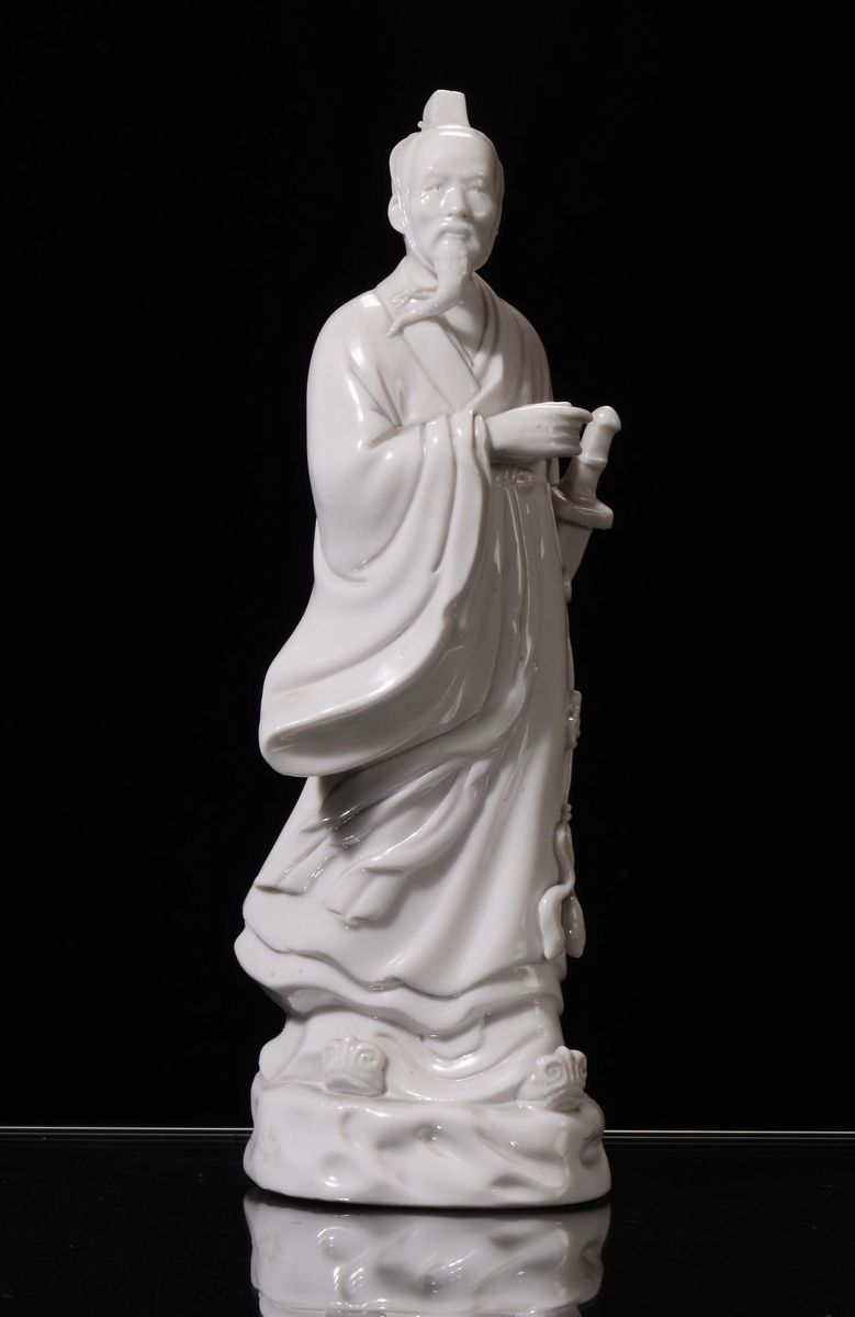 Figura Maschile con Spada Blanc De China, Cina, XX Secolo