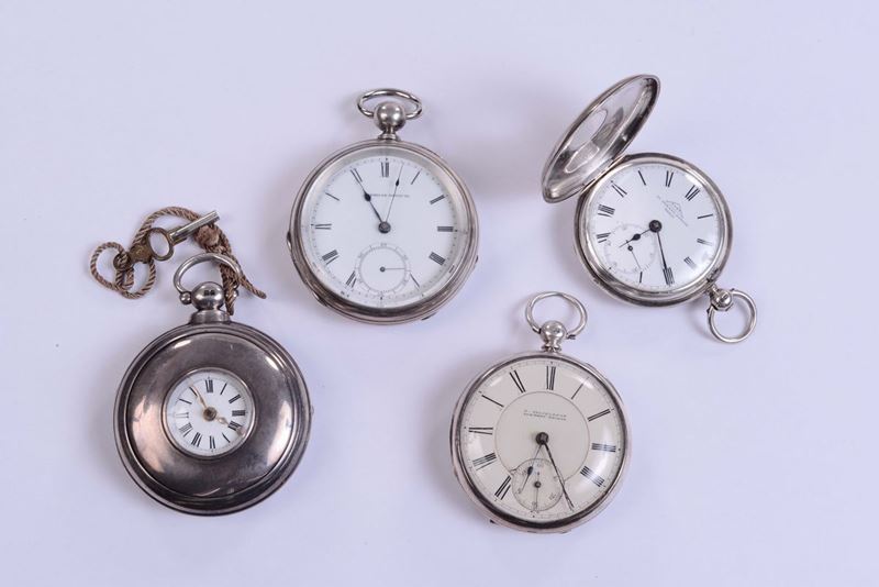 Quattro orologi da tasca in argento  - Asta Gioielli e Orologi Antichi e Conemporanei - Cambi Casa d'Aste