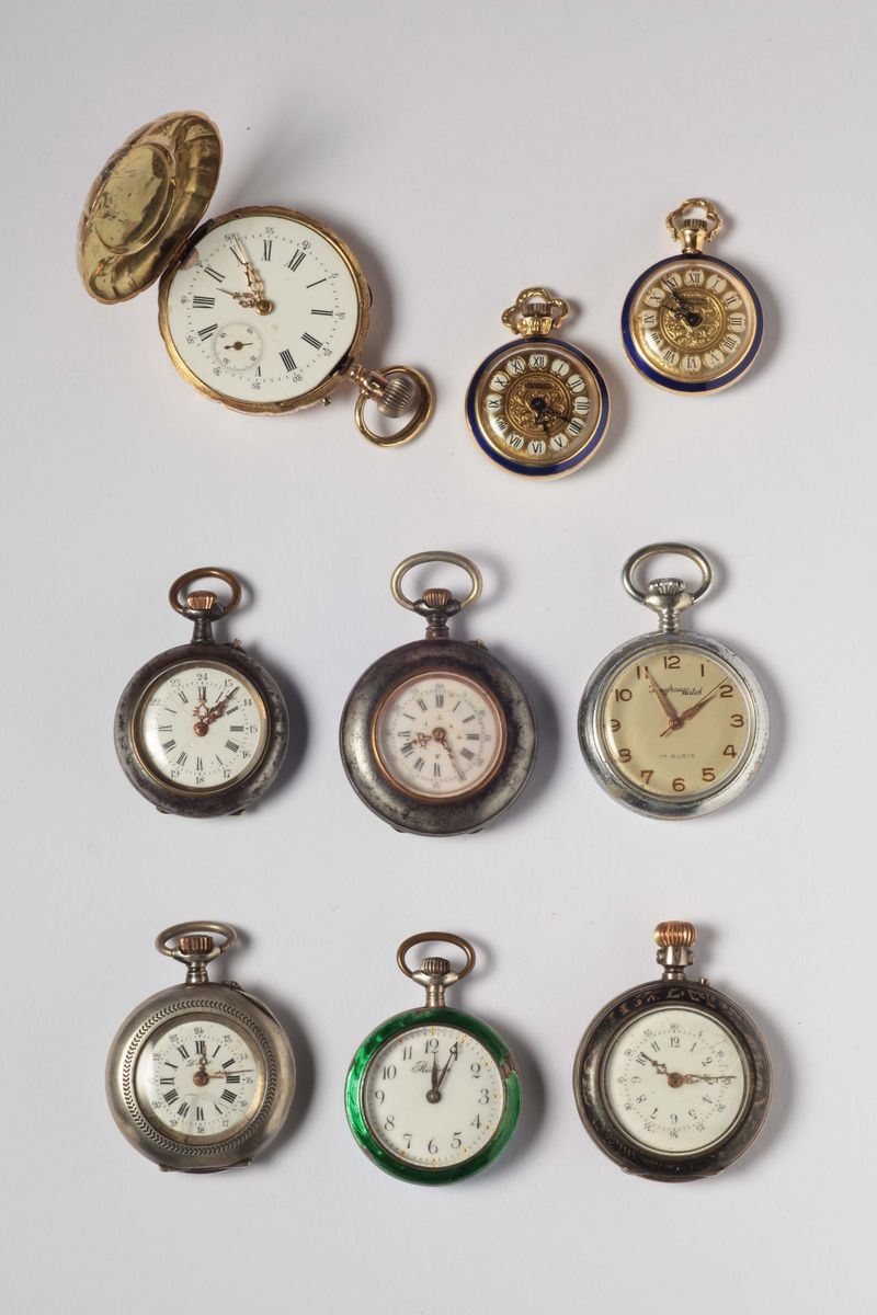 Nove orologi da tasca per signora  - Asta Argenti e Gioielli Antichi e Contemporanei - Cambi Casa d'Aste