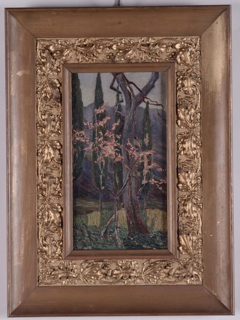 Mimina Ghersi (1889-1971) Paesaggio con alberi  - Asta Dipinti del XIX e XX secolo - Cambi Casa d'Aste