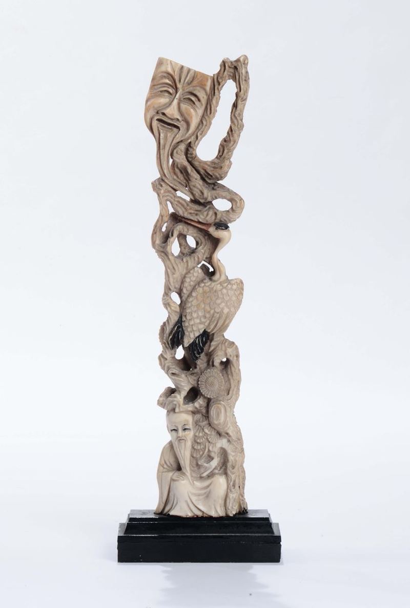 Ivory group with wise and marks, China, early 20th century  - Auction Fine Chinese Works of Art - Cambi Casa d'Aste