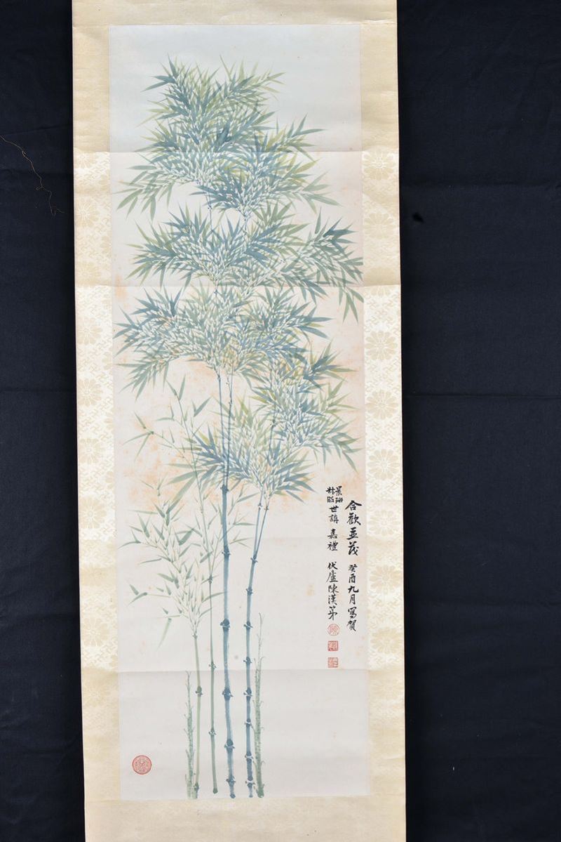 Ink and color painting on rice paper representing Bamboo, China, 20th centurycm 33x102, inscriptions and seals  - Auction OnLine Auction 7-2013 - Cambi Casa d'Aste