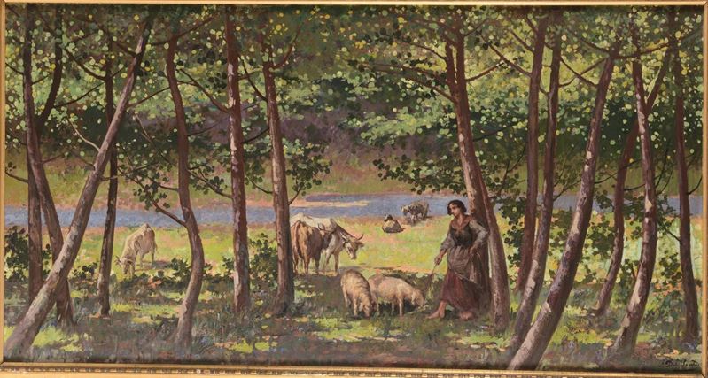 Felice Del Santo (1864-1934) Pastorella  - Auction 19th and 20th Century Paintings - Cambi Casa d'Aste