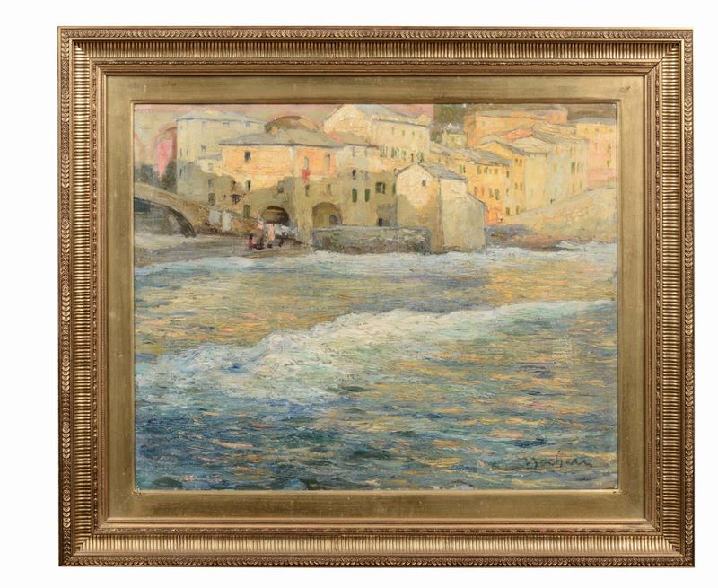 Giuseppe Sacheri ( 1863-1950) Ponte romano a Bogliasco  - Auction 19th and 20th Century Paintings - Cambi Casa d'Aste