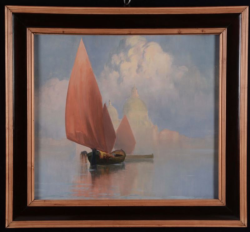 Anonimo del XIX-XX secolo Barche in laguna  - Auction 19th and 20th Century Paintings - Cambi Casa d'Aste