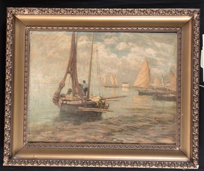 Francesco Sartorelli (1856-1939)marina con Pescherecci