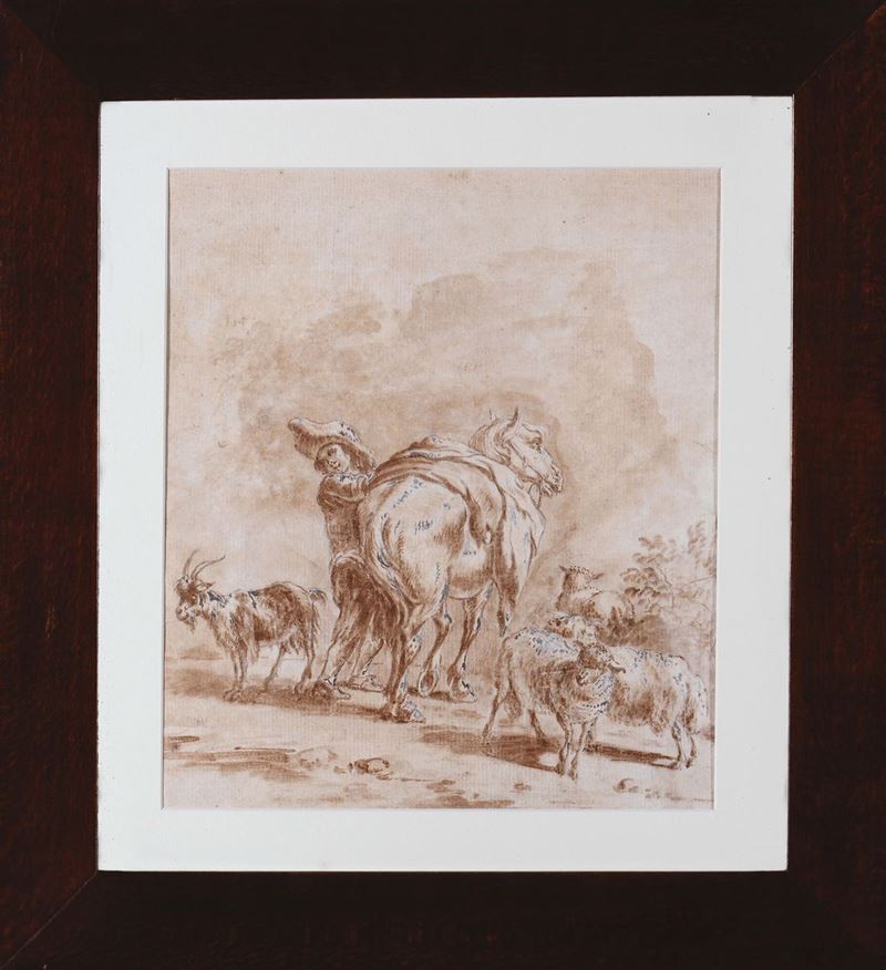 Scuola del XVII secolo Scena pastorale  - Auction Fine Drawings - I - Cambi Casa d'Aste