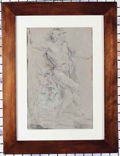 Aureliano Milani (bologna 1675 - 1749), nei Modi Directo: Guerriero Verso: Studi di Mani