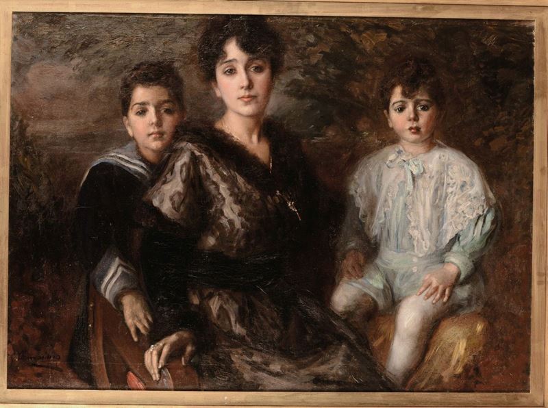 Giuseppe Pennasilico (1861-1940) Scena familiare  - Asta Dipinti del XIX e XX secolo - Cambi Casa d'Aste