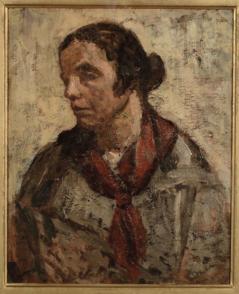Cesare Ciani (1854-1925) Ritratto femminile  - Asta Dipinti del XIX e XX secolo - Cambi Casa d'Aste