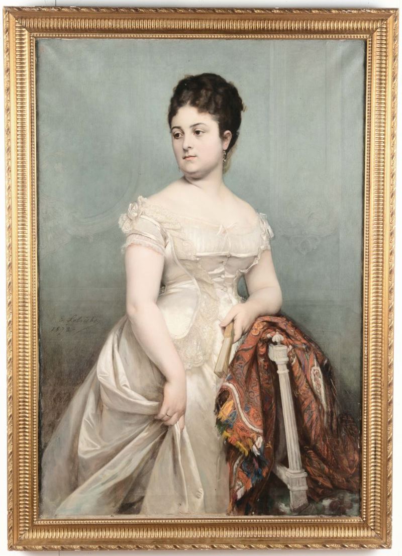 Lobrichon Ritratto di Marie Sonnery, 1873  - Asta Dipinti del XIX e XX secolo - Cambi Casa d'Aste