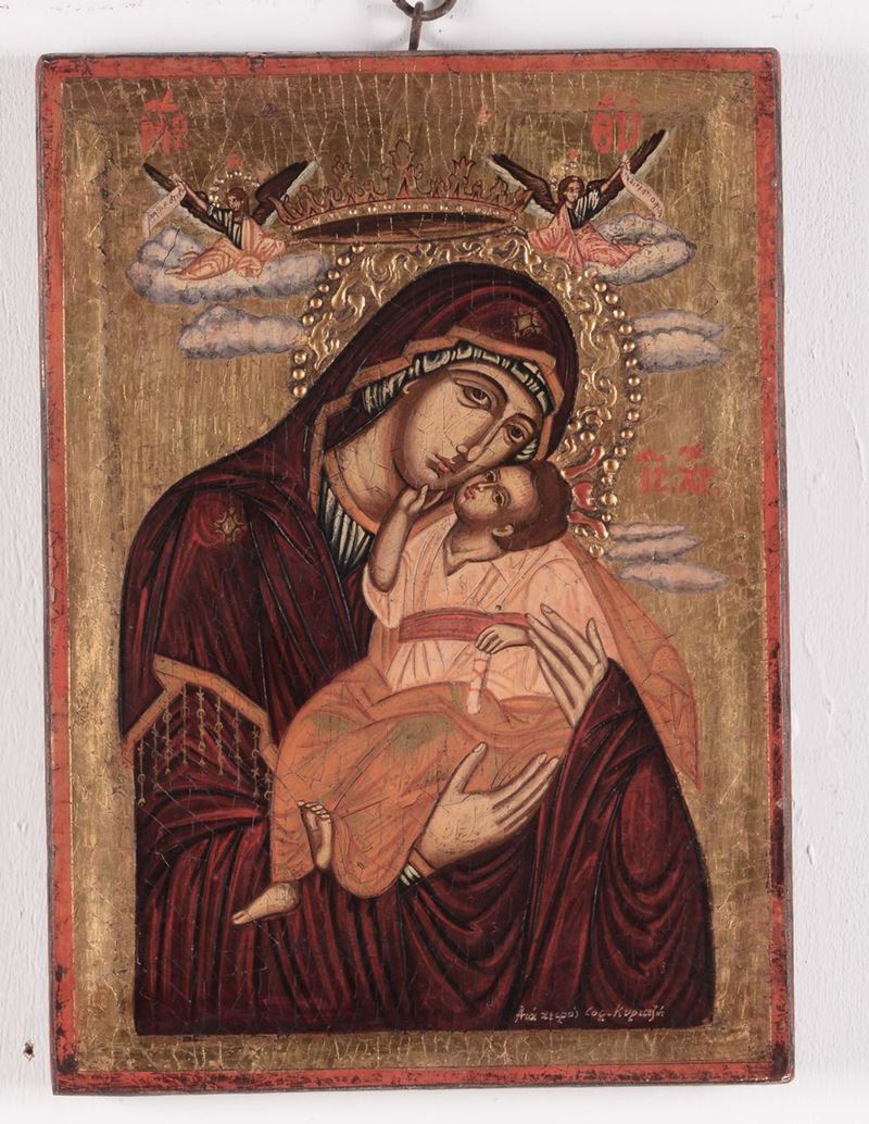 Icona raffigurante Madonna della tenerezza  - Asta Arredi e Oggetti d'Arte da Importanti Collezioni Private - Cambi Casa d'Aste