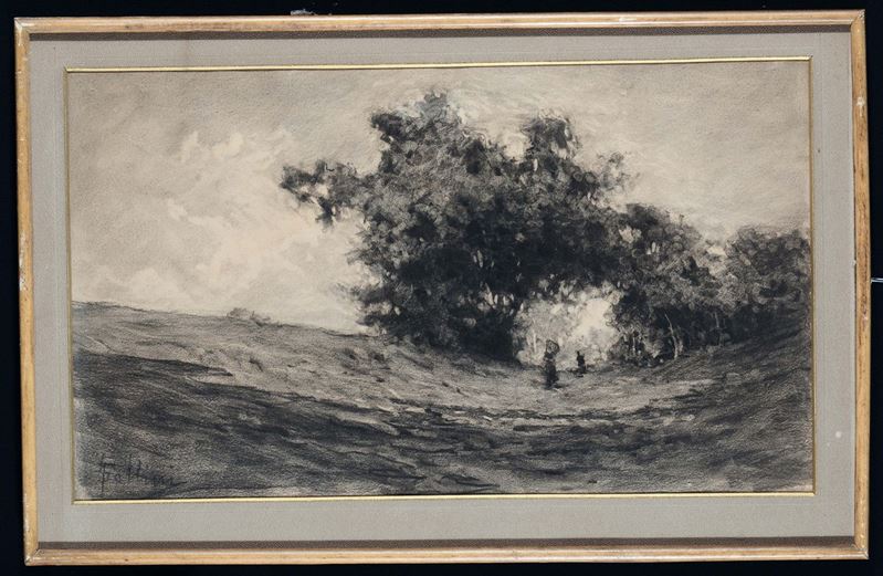 Carlo Follini (Domodossola 1848 - Genova Pegli 1938) Paesaggio  - Asta Antiquariato e Dipinti Antichi - Cambi Casa d'Aste