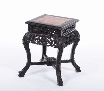 Tavolino in Legno Intagliato ed Ebanizzato, Cina