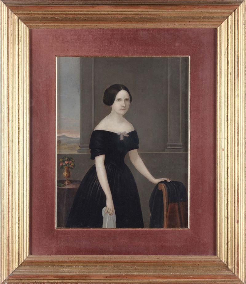 Anonimo del XIX secolo Ritratto di dama  - Asta Arredi e Oggetti d'Arte da Importanti Collezioni Private - Cambi Casa d'Aste