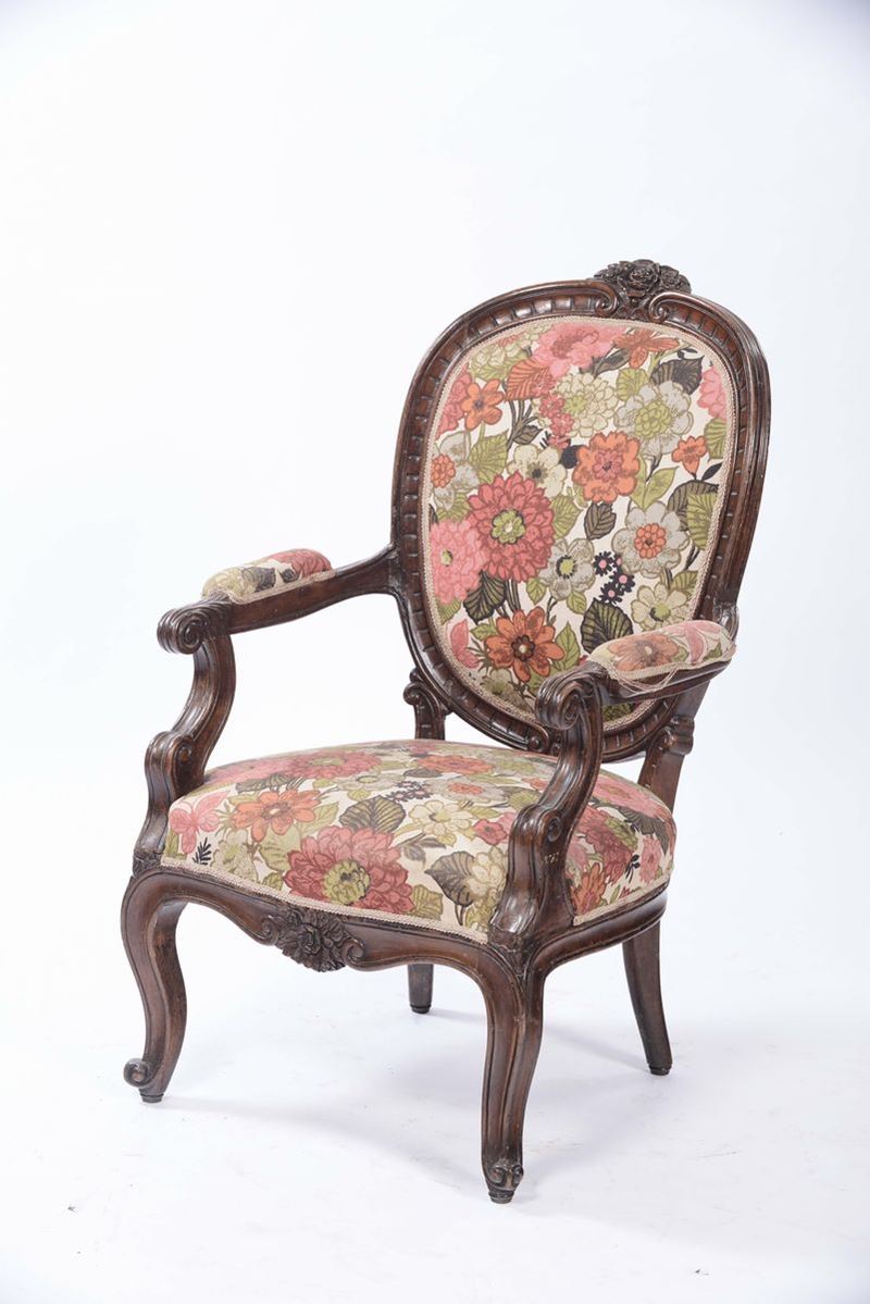 Poltrona in stile seicentesco  - Auction Furnishings and Works of Art from Important Private Collections - Cambi Casa d'Aste