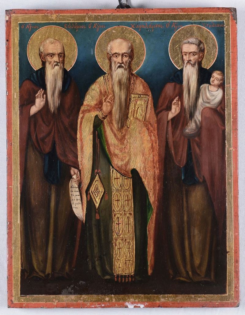 Icona raffigurante Santi, XIX secolo  - Auction Furnishings and Works of Art from Important Private Collections - Cambi Casa d'Aste