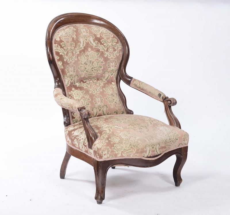 Poltrona Luigi Filippo, XIX secolo  - Auction Furnishings and Works of Art from Important Private Collections - Cambi Casa d'Aste