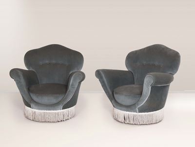 Coppia di Poltrone con Struttura e Supporti in Legno
