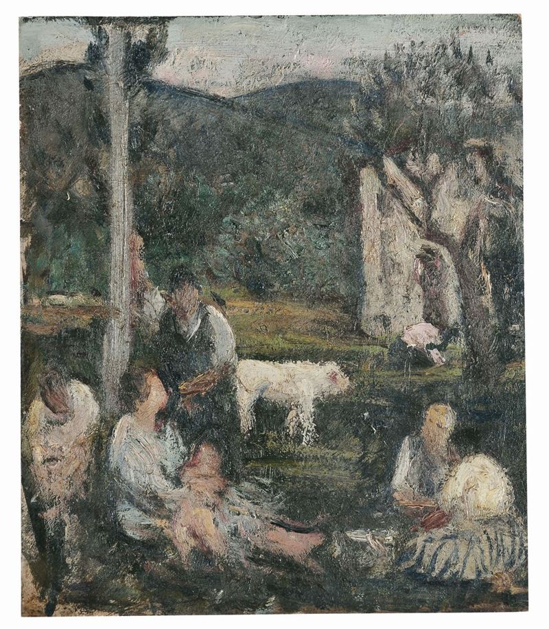 Armando Spadini (1883-1925), attribuito a Bozzetto con figure  - Asta Arredi e Oggetti d'Arte da Importanti Collezioni Private - Cambi Casa d'Aste