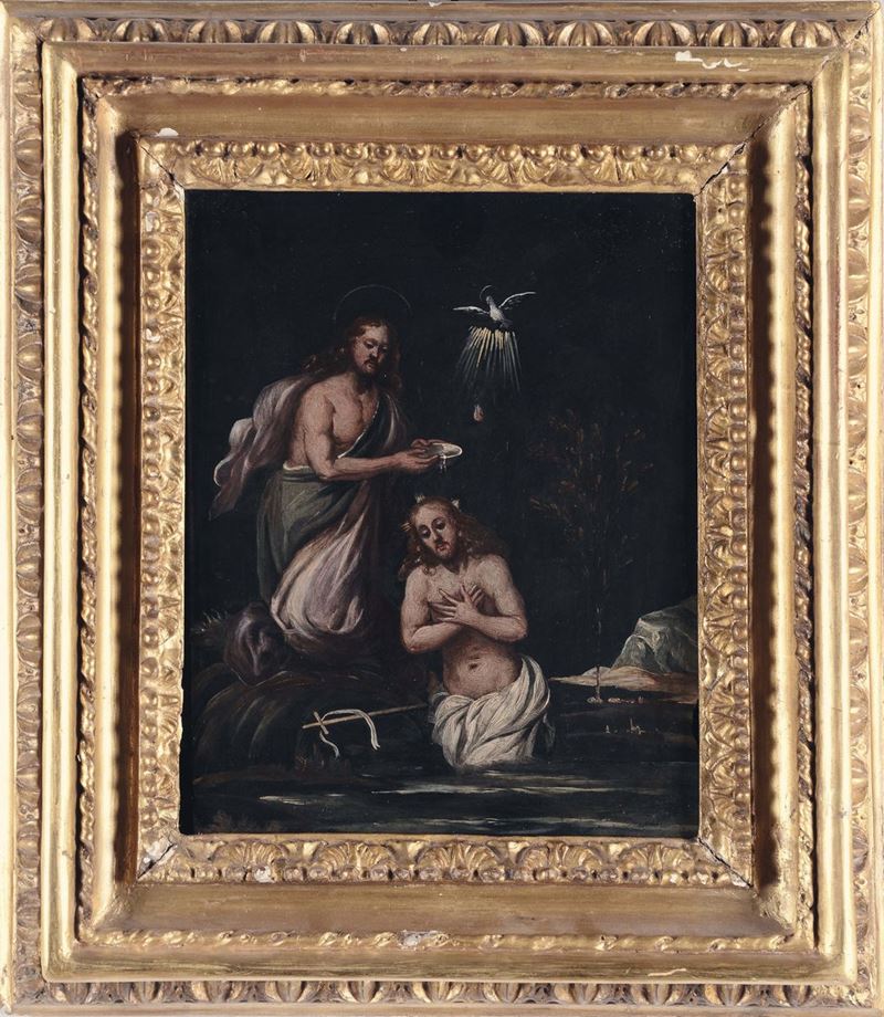 Scuola Veneta del XVII secolo Battesimo di Cristo  - Auction Old Masters Paintings - II - Cambi Casa d'Aste