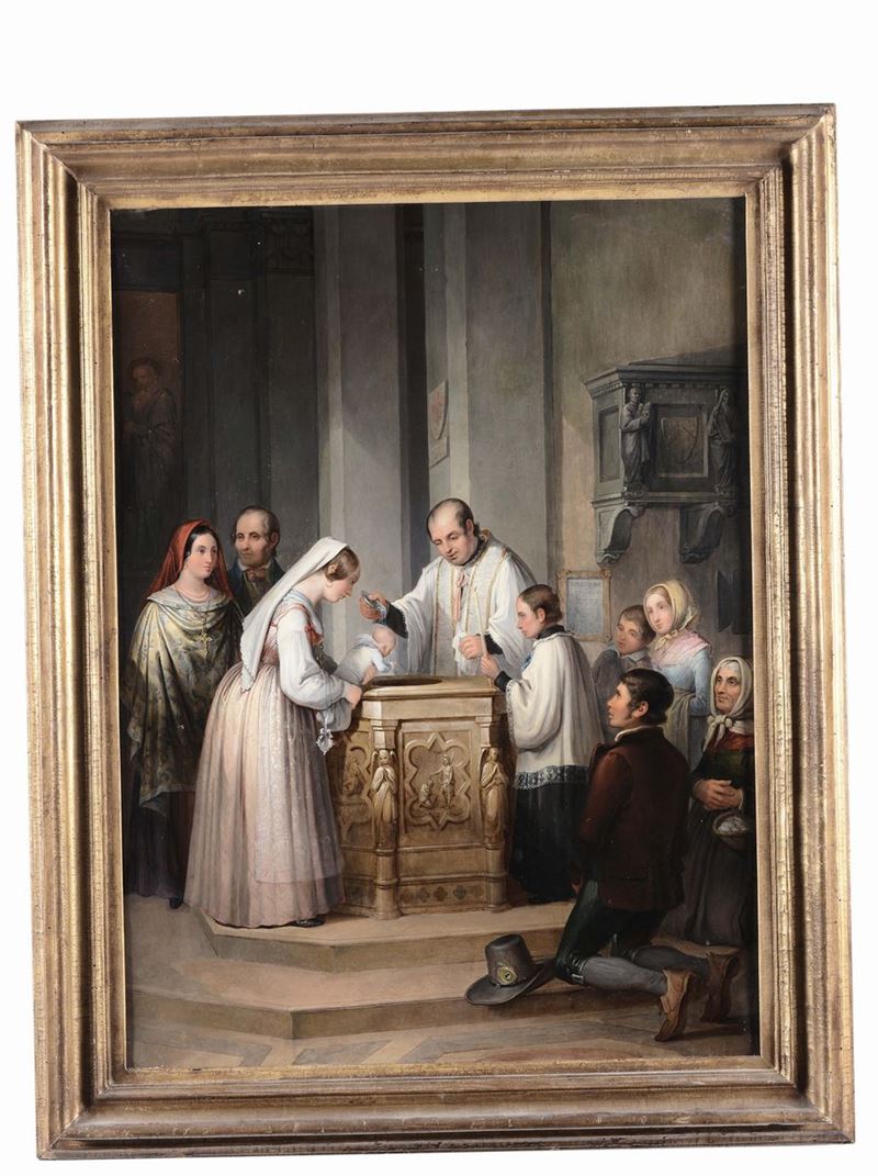 Giuseppe Moricci (1806-1879) Battesimo di bimbo  - Asta Arredi e Oggetti d'Arte da Importanti Collezioni Private - Cambi Casa d'Aste